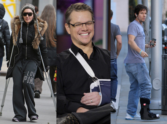 Madonna, Matt Damon, Mark Wahlberg, Injury Madonna, Matt Damon, Mark Wahlberg, Injury